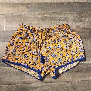 Aerie High‎ Rise Paisley Tassel Lace Shorts Blue Yellow XS